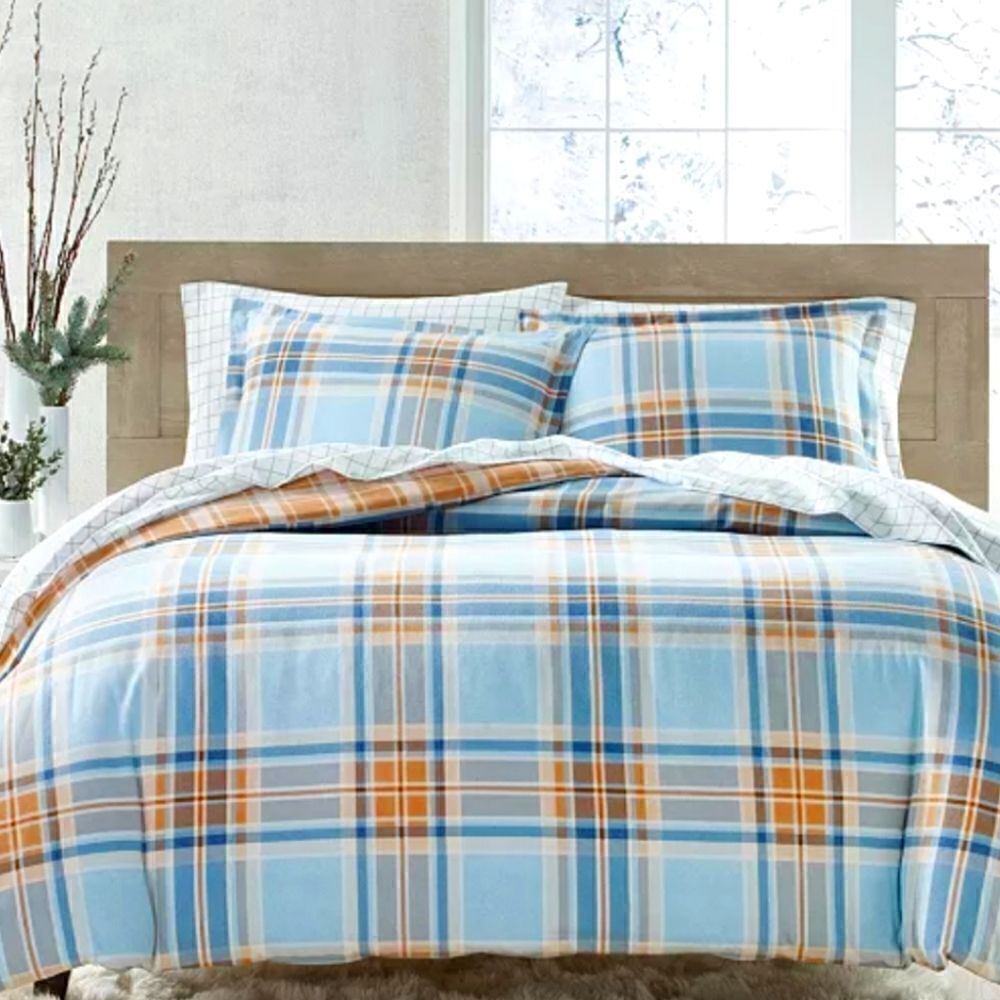 Homespun Plaid  100% Cotton Flannel Comforter, King ,Charter Club